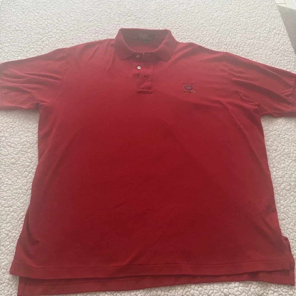 Vintage Polo Ralph Lauren Golf Crest Polo Shirt Red XL Made In USA mens XL